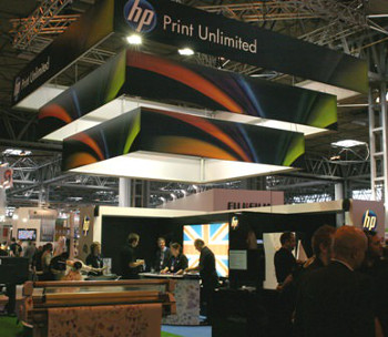 HP's stand featured an extensive product line-up